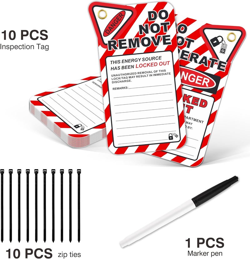 Fiivas Lockout Tagout Tags, Electrical Lockout Tags with Zip Ties, OSHA Loto Tag Repair Cards, Danger Do Not Operate Labels Checklist for Equipment 10 Pack - Image 4